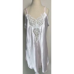 Vintage Dentelle Light Pink Sheer Lace Beaded Slip